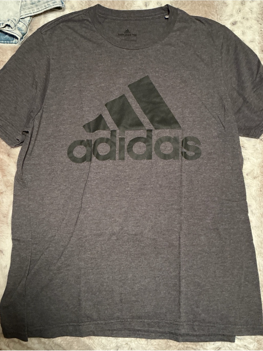 adidas Dark Gray Short Sleeve Tee with Black Logo